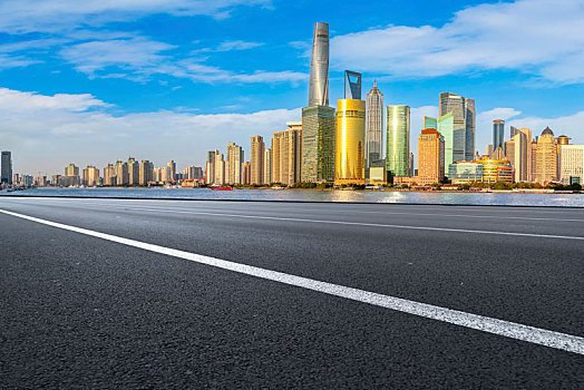 上海陆家嘴建筑景观和城市道路交通