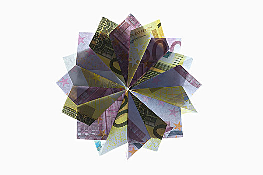 五个,100,欧元,钞票,两个,折叠,纸风车,形状
