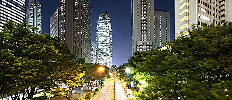 交通,途中,市区,东京,夜晚
