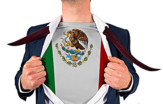 商务人士,打开,衬衫,揭示,墨西哥,旗帜