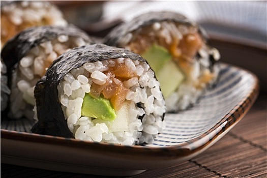 寿司,三文鱼卷,盘子