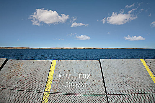 坡道,水边,标识,等待,信号,萨斯喀彻温,加拿大