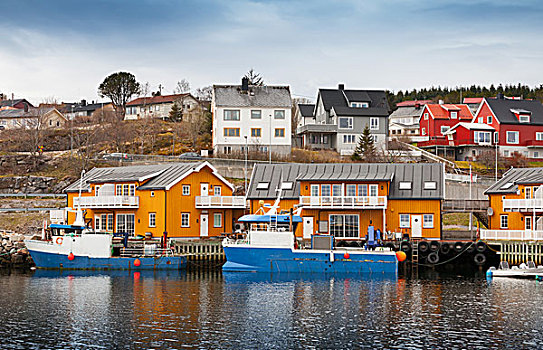 挪威,渔村,木屋,海岸