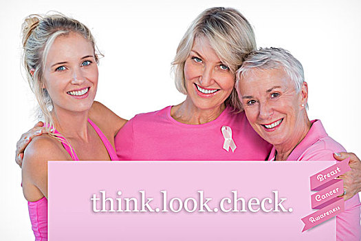 女人,穿,粉色,上衣,带,乳腺癌