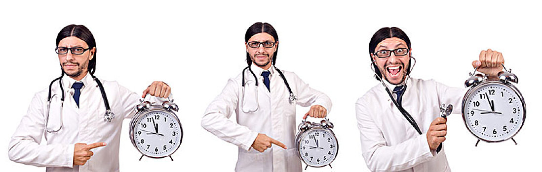 男人,博士,钟表,隔绝,白色背景