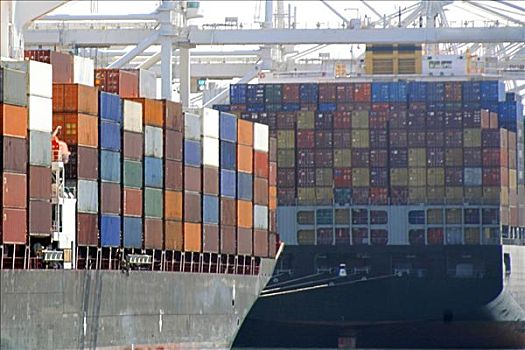 货物集装箱,集装箱船,商业码头,奥克兰,加利福尼亚,美国