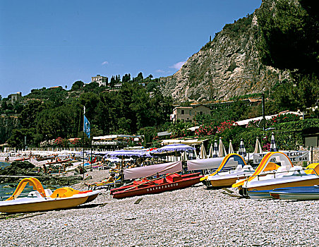 海滩,陶尔米纳,西西里,意大利