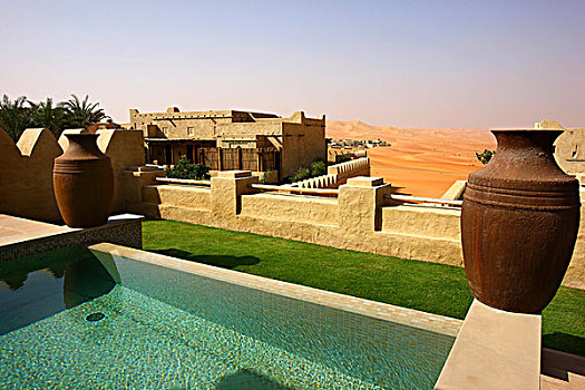 奢华,沙漠,酒店,风格,巨大,沙丘,靠近,绿洲,阿布扎比,阿联酋,中东