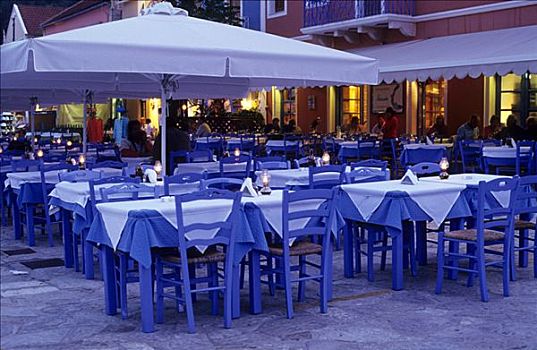 餐馆,港口,岛屿,凯法利尼亚岛,希腊,欧洲