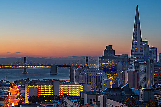 俯视,海湾大桥,旧金山,加利福尼亚,美国