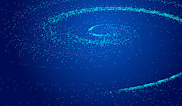 深蓝色宇宙旋涡,粒子构建网络技术大数据抽象背景