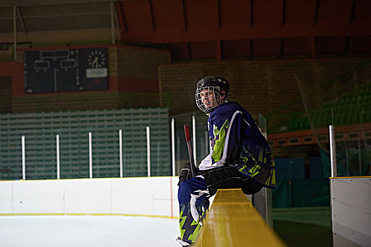 冰球,运动员,长椅