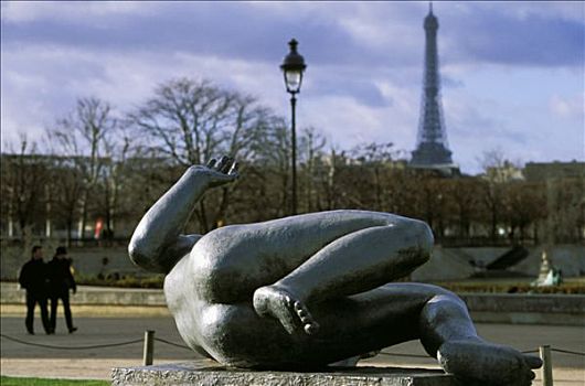 法国,巴黎,雕塑,埃菲尔铁塔,背影