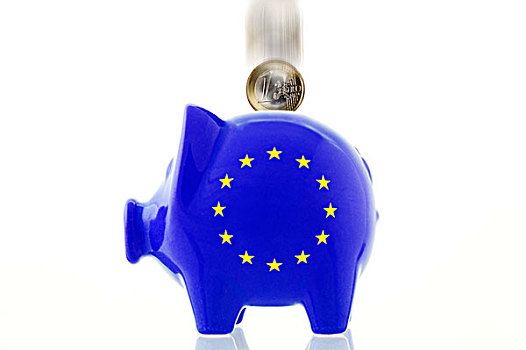 欧盟,小猪,落下,硬币,象征,图像,增加,救助,基金
