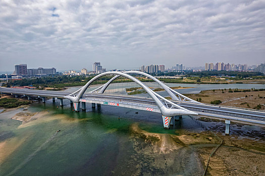 广西北海银滩滨海风光雕塑城市建筑风光航拍