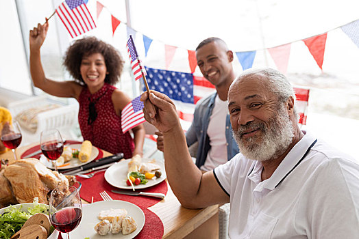 家庭,庆贺,美国,独立日,餐桌