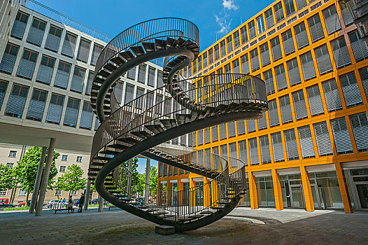 无限,楼梯,双螺旋,雕塑,艺术家,坚定,慕尼黑,巴伐利亚,德国,欧洲
