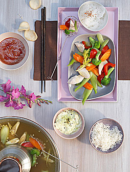 烹调,桌子,蒙古,砂锅炖菜,蔬菜,鸡肉