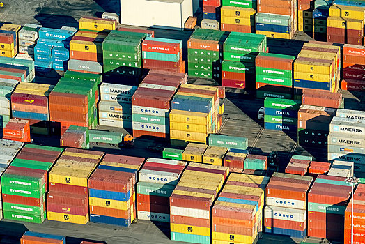 集装箱码头,一堆,货箱,杜伊斯堡,地区,北莱茵威斯特伐利亚,德国,欧洲
