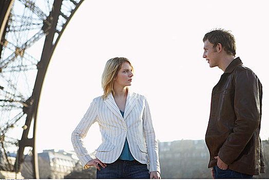 伴侣,争执,埃菲尔铁塔,巴黎,法国