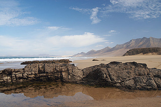 石头,海滩,富埃特文图拉岛,加纳利群岛,西班牙