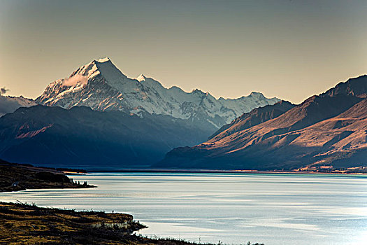 风景,普卡基湖,库克山,南岛,新西兰
