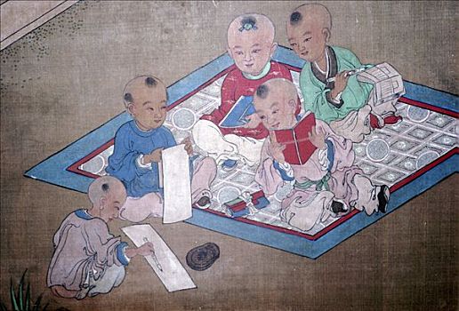 孩子,日本人,绘画,18世纪,艺术家,未知