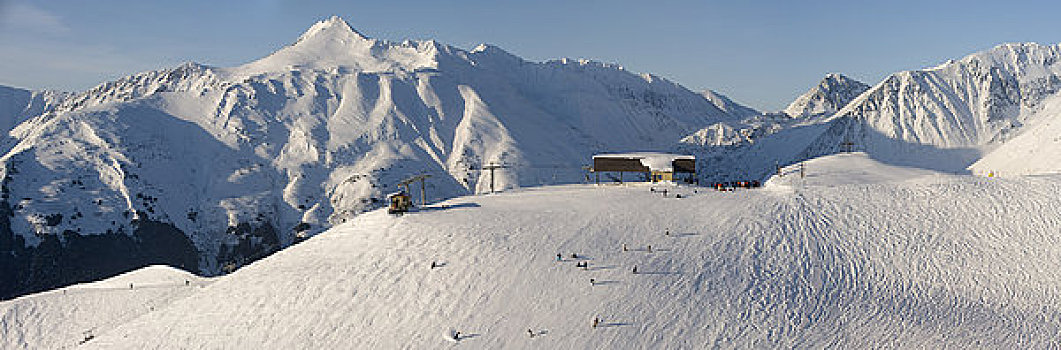 航拍,上面,椅子,缆车,滑雪胜地,阿拉斯加,冬天