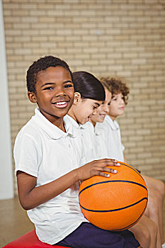 学生,拿着,篮球,人,运动员,小学