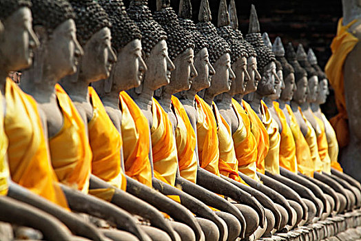 雕塑,佛,庙宇,大城府,泰国