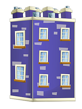 卡通,建筑,插画,房子,公寓楼,隔绝,孩子,高兴,彩色,传统