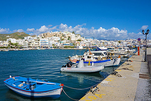 渔船,港口,纳克索斯岛,城市,岛屿,基克拉迪群岛,爱琴海,希腊,欧洲