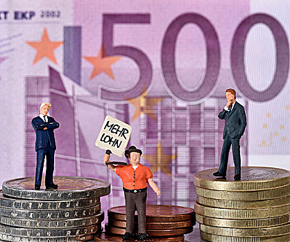 象征,资本,两个,经理,联合,工作,硬币,正面,500欧元,钞票