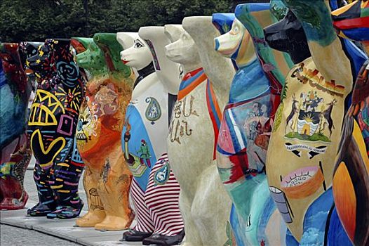 彩色,熊,雕塑,柏林,德国,欧洲