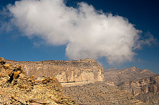 陡峭,墙壁,大峡谷,阿曼,旱谷,脚,山,山峦,阿曼苏丹国,中东,亚洲