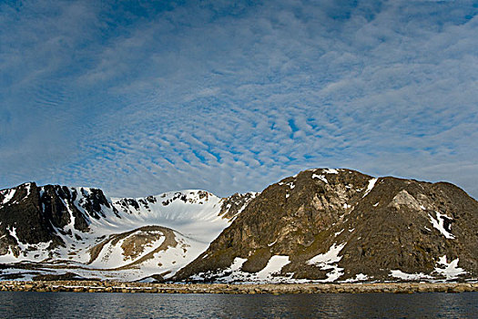 挪威,斯匹次卑尔根岛,崎岖,结冰,风景,北方,海岸,夏天