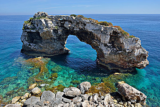 天然拱,靠近,马略卡岛,巴利阿里群岛,西班牙,欧洲