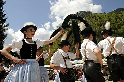 民族舞,传统服饰,巴伐利亚,德国,欧洲