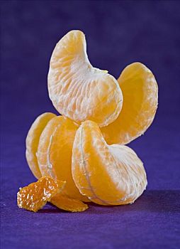 柑橘,两个,小,片,外皮