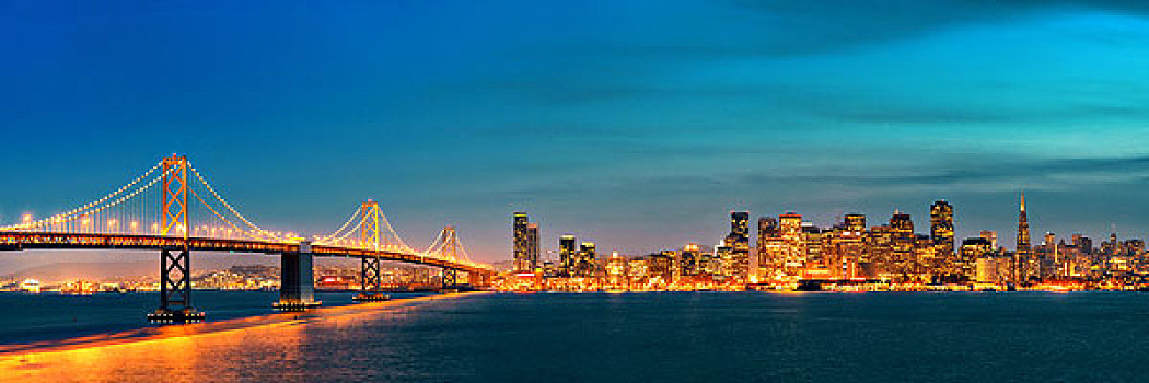 旧金山,城市天际线,全景,城市,建筑,夜晚