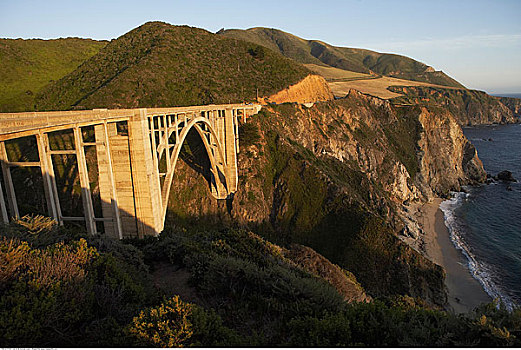 溪流,桥,大,海岸,加利福尼亚,美国