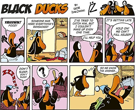 黑色,鸭子,漫画