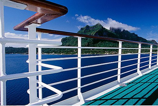 甲板,游船,波拉岛,法属玻利尼西亚