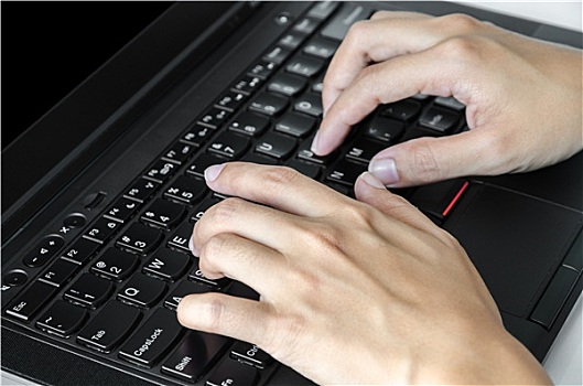 男人,手,打字,笔记本电脑,键盘