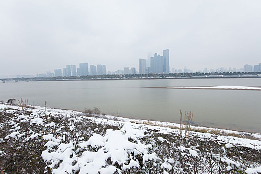 湘江橘子洲雪景