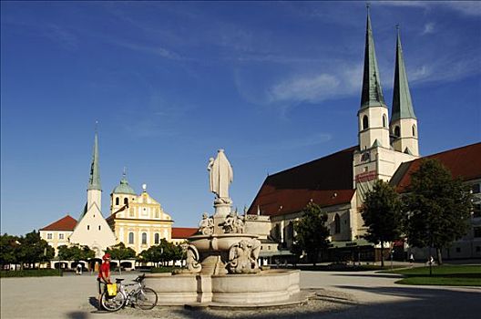 小教堂,骑自行车,巴伐利亚,德国,欧洲