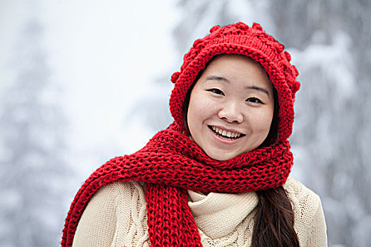 美女,雪地