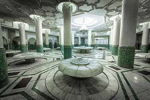 内景,盥洗室,哈桑二世清真寺,大,哈桑二世,摩尔风格,建筑,卡萨布兰卡,摩洛哥,非洲