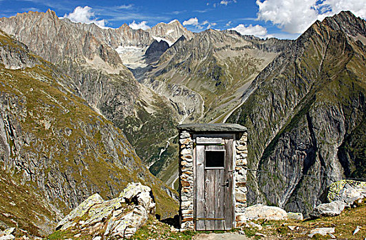 卫生间,房子,最好,风景,瑞士,阿尔卑斯山,小屋,山,瓦莱,欧洲