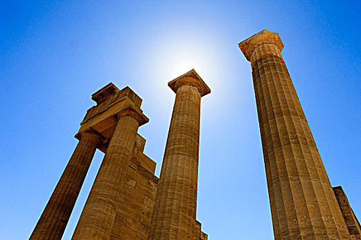 多利安式,雅典娜神庙,卫城,林都斯,10世纪,罗得斯,希腊